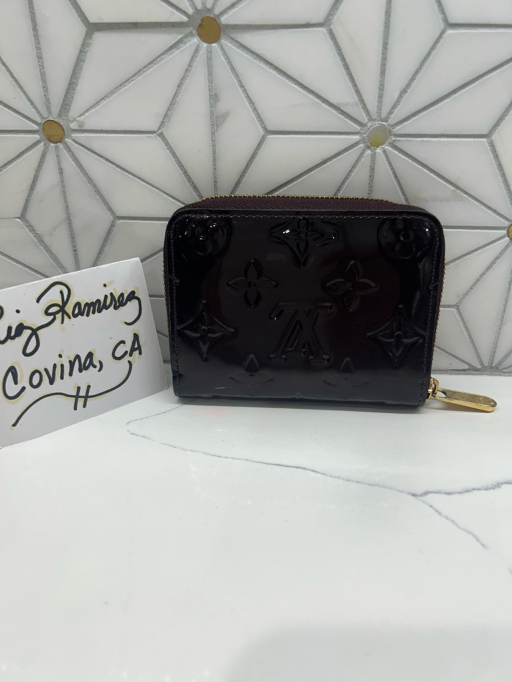 Louis Vuitton Brown Zip-Around Compact Wallet with Gold Hardware
